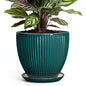 Ceramic Flower Pots, 6 Inch Planters with Saucer, Blackish Gree - color: Blackish Green, size: 6 Inch