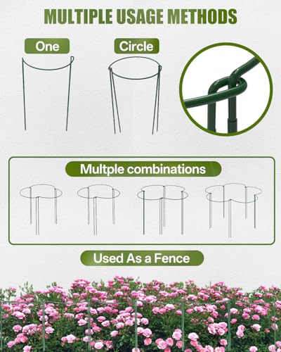 12 Pack 32 Inch Adjustable Peony Cages and Supports with 15 Twist Ties