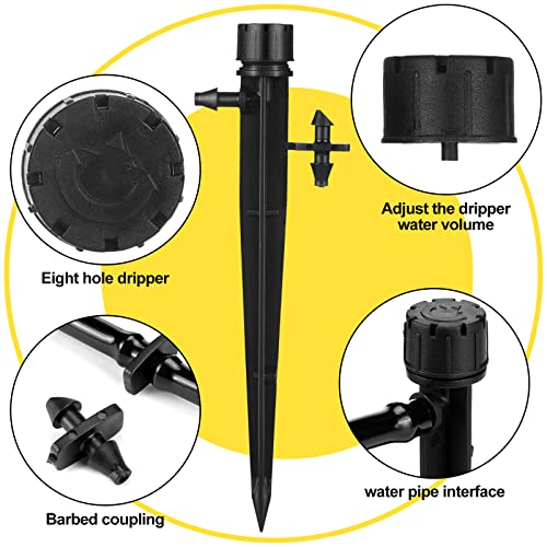 Retisee 50 Pcs Drip Irrigation Emitters, Adjustable 0-18 GPH 8 Holes