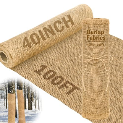 Buryeah 1 Pack 40 Inch X 100 ft Burlap Fabrics Roll Natural Jute Garden - size: 40 Inch x 100 ft