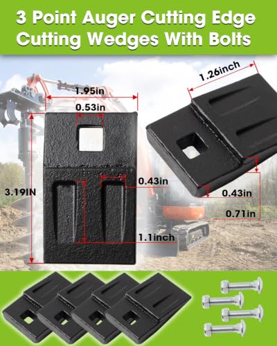 4 Pcs 3 Point Auger Cutting Edge Cutting Wedges with Bolts
