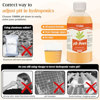 General Hydroponics pH Down Liquid, pH Control Liquid Decreases pH Levels - color: Orange pH Down