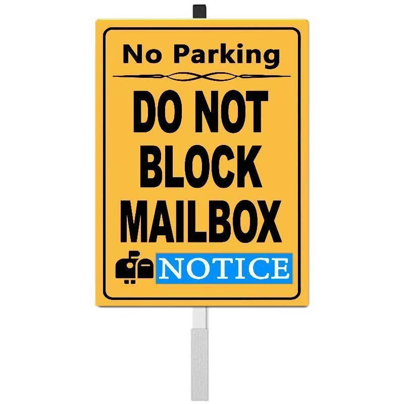 Do Not Block Mailbox Parking Yard Sign with Stakes,Rust Free Aluminum(8 * 12in),No Parking In Front of Mailbox Sign,No Truck Warning Road Signs - color: Do Not Block Mailbox
