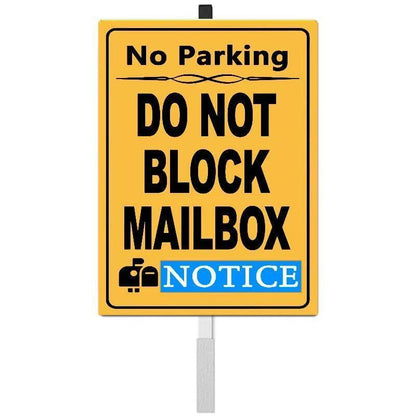 Do Not Block Mailbox Parking Yard Sign with Stakes,Rust Free Aluminum(8 * 12in),No Parking In Front of Mailbox Sign,No Truck Warning Road Signs - color: Do Not Block Mailbox