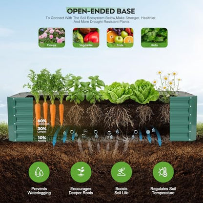 Raised Garden Bed Kit 6x2x1.4ft, Metal Planter Boxes Outdoor, Green - color: Lotusgreen, size: 6x2x1.4ft