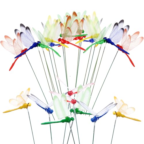 3D Decorative Dragonfly Garden Stakes Dragonflies Garden Decorations for Yard Patio Lawn Plant Flower Pot Decor, 25 Pcs - color: 25 Pcs Dragonfly Stakes