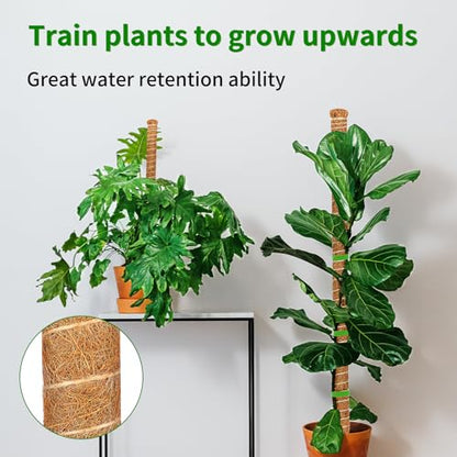 4 Pack Moss Pole for Monstera, 28in Coir Bendable Plant Support Stakes - size: 4 Pack ( 28-Inch)