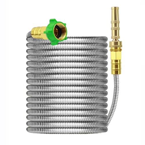 Retractable Metal Water Hose100ft, 304 Steel Expandable Garden Hose