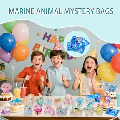 Mini Glow In The Dark Animal Resin Models, Resin Animals Mystery Bags, Individually Wrapped Blind Bags Tiny Animal Figurines, Collectible Mini Animals For Fairy Garden, DIY Crafts (50, Ocean) - color: Ocean