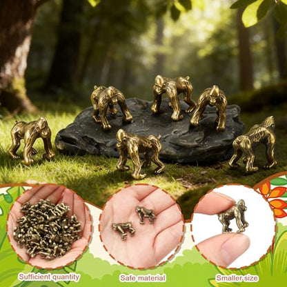 Civaner 50 Pcs Mini Brass Figurines Small Gorilla Statue Mini Metal Animals - style: Gorilla