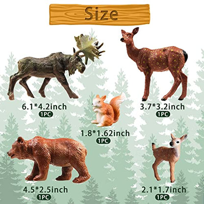 40PCS Woodland Animals Figures Model Trees Cake Toppers for Decorations