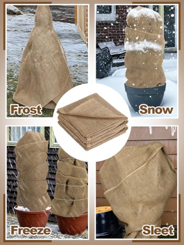 ANPHSIN 5ftx40in Natural Burlap Plant Covers Freeze Protection - size: 5ft