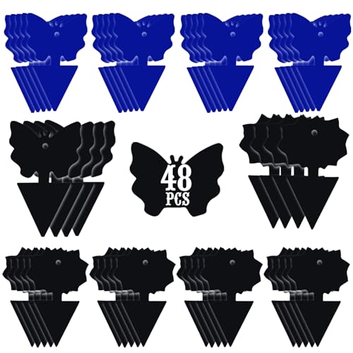 USKICH Sticky Traps Gnat Killer Fruit Fly Traps Non-Toxic and Odorless Fungus Gnat Traps Insect Traps Black Sticky Trap for Indoor and Outdoor Plants（48Pcs Black） - size: 48 Pieces Black