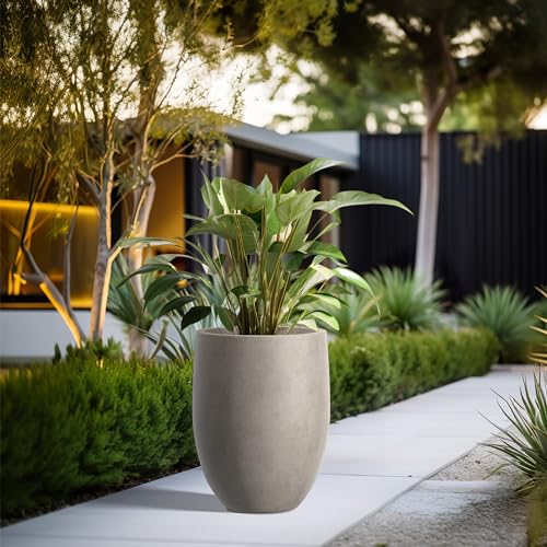 Kante Modern Home Minimalist 21.7" Tall Weathered Concrete Bullet Planter - color: Buff Concrete