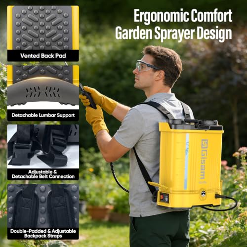 Battery Powered Backpack Sprayer with Auto Mixer,2 Batterie,120PSI Sprayer - color: yellow-4.3 gal