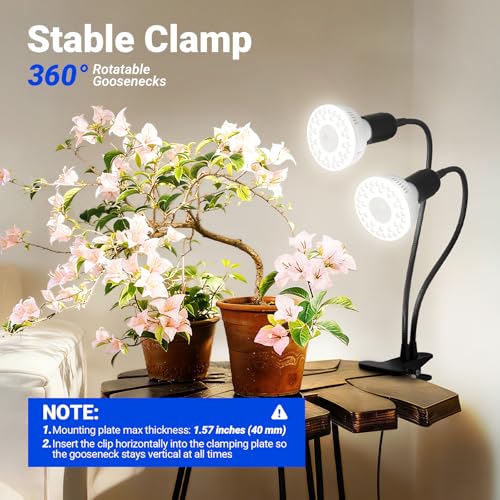 Barrina OG11A2 Clip On Grow Light for Indoor Plants, 5000K 22W(2 x 11W)