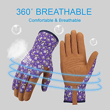 Bamllum Gardening Gloves for Women, Leather Garden Gloves - color: Purple