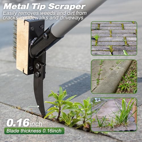 Walensee 66.5in Adjustable 3-in-1 Crack Weeder & Moss Remover Brush Tool