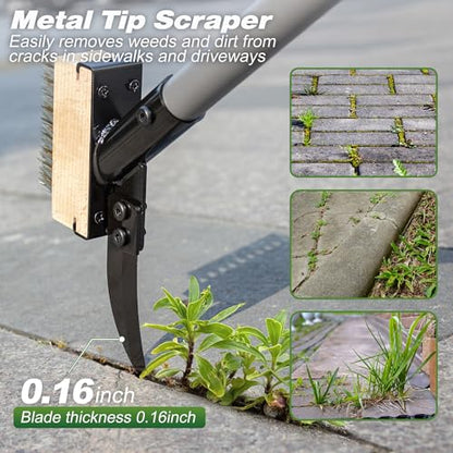 Walensee 66.5in Adjustable 3-in-1 Crack Weeder & Moss Remover Brush Tool