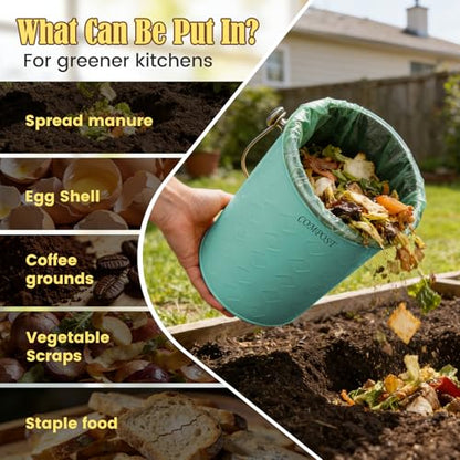 AOSION Countertop Compost Bin Kitchen,Odorless Indoor Compost Bin with Lid - color: Light Green