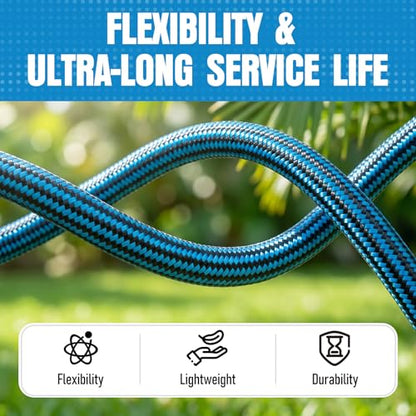 Garden Hose 25 ft, Non-Expanding Lightweight Kink-Free Flexible Water Hose - color: Black+Blue, size: 25ft