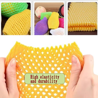 Markeny Fruit Protection Mesh Bags Transport Packing Vegetable Fruit Fragile Items Dedicated Fruit Mesh Bags for Large Supermarkets, Fruit Shops (50PCS Yellow-10x6cm) - size: 50PCS Yellow-10x6cm