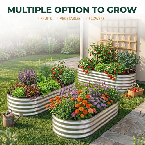 Utopia Home Galvanized Raised Garden Bed 4x2x1 Ft, Pack of 2 Silver - color: Silver, size: 4 Ft (Pack of 2)
