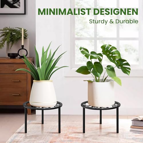 TOSKING 2-Pack Plant Stands, Classic Scroll Pattern, 10.2"D x 7.9"H, Black - color: Classic Scroll-Black