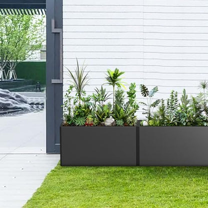 Rectangular Metal Planter Box 36x15x15 inch, Black - size: 36X15X15In Black