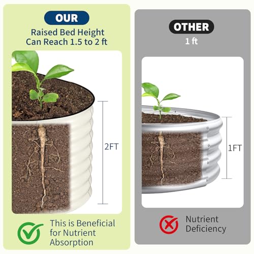 Garvee 2 Pack 6X3X2ft Galvanized Raised Garden Bed, Oval Metal Planter Box - color: Beige-oval, size: 6x3x2ft 2pcs