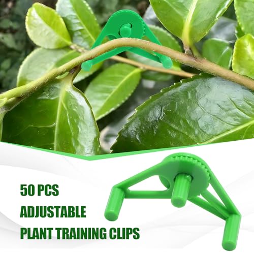 50 PCS Adjustable Plant Training Clips, Green Low Stress Support Clips for Stem Bending, Ideal for Grow Tents and Gardening - color: Green
