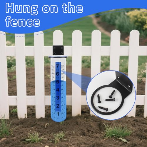 TBWHL 7" Outdoor Rain Gauge with Stainless Steel Bracket for Garden Yard - color: Black