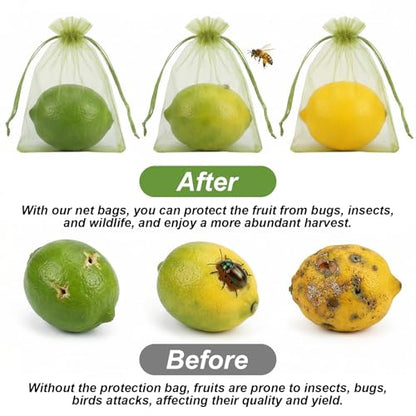 100 Pcs 4 x 6 Inch Fruit Protection Bags, Drawstring Mesh Netting Cover
