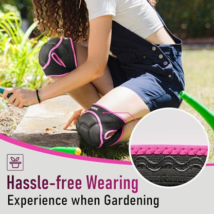 COOLJOB Women Knee Pads for Gardening Work, Floor Cleaning with Foam Pad - color: Pink