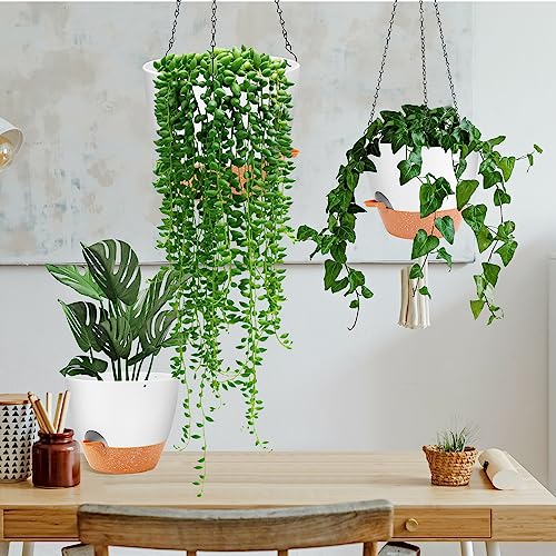 GARDIFE 10 Inch Self Watering Hanging Planter, Indoor, 2 Pack, White - color: 10-white, size: 10 inch