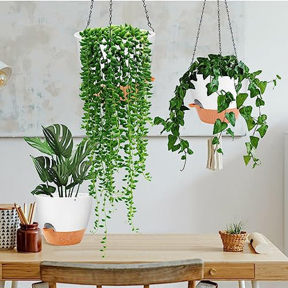 GARDIFE 10 Inch Self Watering Hanging Planter, Indoor, 2 Pack, White - color: 10-white, size: 10 inch