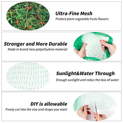 Kikhope Bird Netting, 16.5x33 ft Garden Mesh Net for Plants and Vegetables - size: 16.5x33 ft