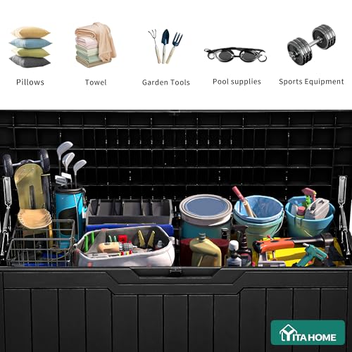 YITAHOME 80 Gallon Resin Deck Box - color: Black, size: 80 Gallon