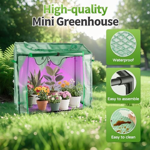 Mini Greenhouse with LED Grow Light & Timer, 36"x20"x33" - style: 36" Lx20 Wx33 H