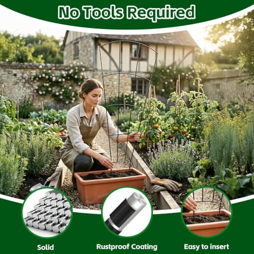 Thealyn 56" Tall Metal Plant Trellis, Climbing Plant Support, 4 Pack, Green - color: Green, size: 56 inch