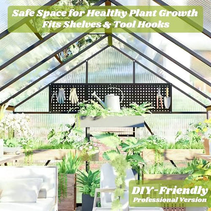 8x12 FT Outdoor Greenhouse with Roof Vent, Charcoal Black - color: Charcoal Black, size: 8×12FT