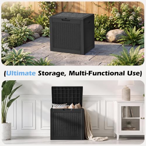 32 Gallon Outdoor Storage Box Waterproof Deck Box Patio Storage - color: Black, style: 32Gallon-style1