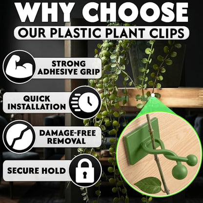 100Pcs Climbing Plant Wall Clips for Vines, Flexible Plastic (Green) - color: Small Green 100 Pcs
