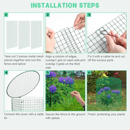 4 Sets 13"x 16" Wire Plant Protector from Animals, Plant Protector Cages - color: Green-4pcs