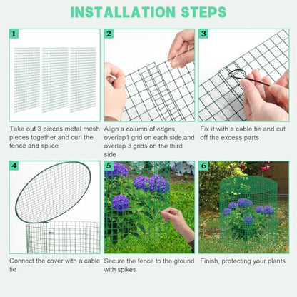 4 Sets 13"x 16" Wire Plant Protector from Animals, Plant Protector Cages - color: Green-4pcs