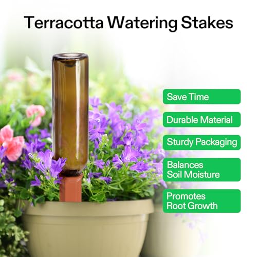 VIVOSUN 6Pcs Self-Watering Spikes, Hexagonal Terracotta Watering Stakes - size: 6