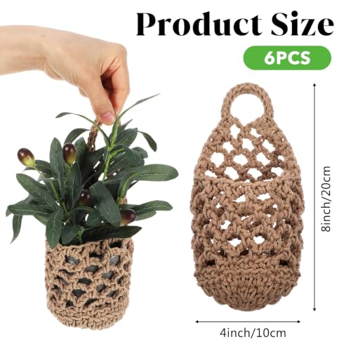 6 Pcs Macrame Wall Plant Hanger, Boho Plant Hanger Basket Cotton Rope 4"x8"