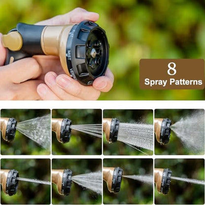 FANHAO Heavy Duty Garden Hose Nozzle, Metal Hose Sprayer Easy Thumb Control - color: Khaki
