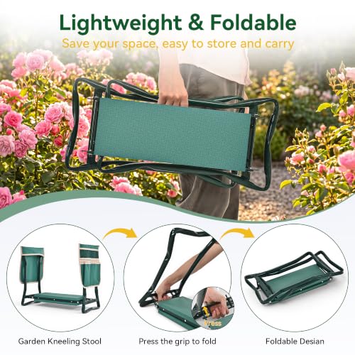 Garden Kneeler and Seat, Heavy Duty 350lbs Gardening Bench