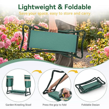 Garden Kneeler and Seat, Heavy Duty 350lbs Gardening Bench